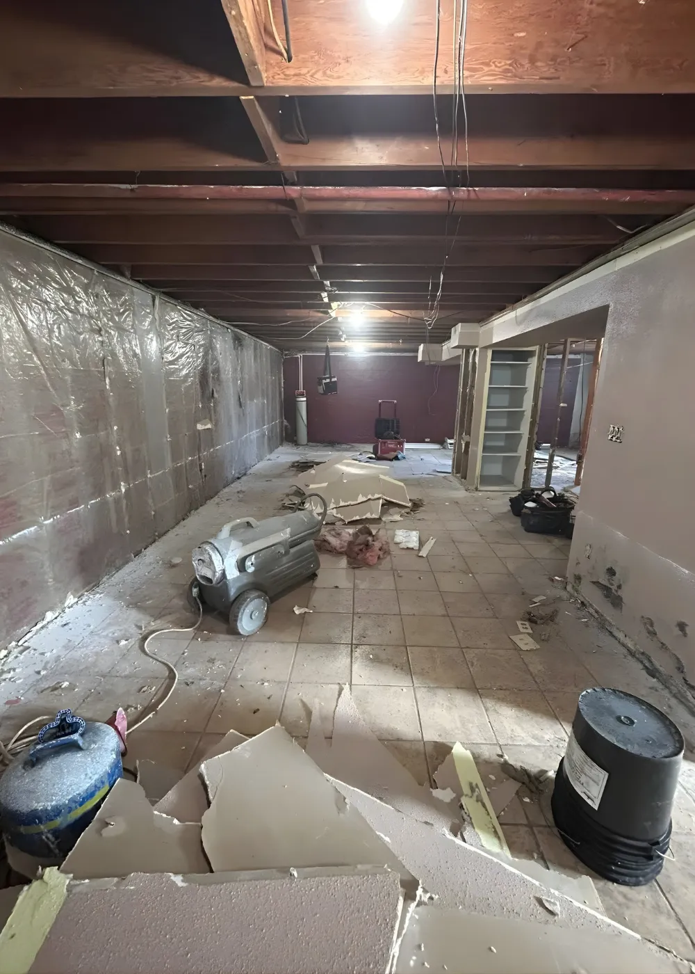 Wall and building interior work during renovation